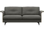 2,5-Sitzer FLEXLUX "Glow Sofa, Couch", grau (warm mineral grau), B:191cm H:81cm T:91cm, 100% Echteder, Sofas, 2 5-Sitzer, Premium-Sitz: Kaltschaum & Federkern, Arml. geölte Eiche, Fuß Alu