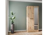 Drehtürenschrank RAUCH "Kleiderschrank Schrank Garderobe Garderobenschrank Stauraumwunder MODI", braun (eiche artisan), B:91cm H:210cm T:54cm, Holzwerkstoff, Schränke, Drehtürenschrank, optional mit Spiegel MADE IN GERMANY