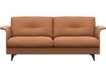 2,5-Sitzer FLEXLUX "Glow Sofa, Couch, Premium-Sitzkomfort: Kaltschaum & Federkern", braun (modern cognac braun), B:191cm H:81cm T:91cm, 100% Echteder, Sofas, 2 5-Sitzer, Armlehnenblende in geölter Eiche, Fuß schwarz