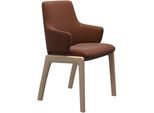 Polsterstuhl STRESSLESS "Laurel", braun (copper paloma, eiche gekalkt), B:58cm H:92cm T:59cm, Leder PALOMA: PALOMA ist ein durchgefärbtes Semianilin-Möbelleder mit natürlicher Narbung., Stühle, Polsterstuhl, Low Back mit Armlehne, Größe L, abgerundete Beine in Eiche gekalkt