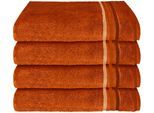 Handtücher SCHIESSER "Skyline Color aus 100 % Baumwolle mit eleganter Streifenbordüre", orange (terrakotta), B:50cm L:100cm, Frottier, Frottier, Handtücher, Handtücher, MADE IN GREEN by OEKO-TEX