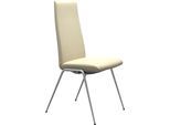 Polsterstuhl STRESSLESS "Laurel", beige (vanilla paloma, chrom matt), B:57cm H:105cm T:60cm, Leder PALOMA: PALOMA ist ein durchgefärbtes Semianilin-Möbelleder mit natürlicher Narbung., Stühle, Polsterstuhl, High Back, Größe M, mit Beinen aus Stahl in Chrom matt