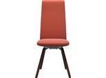 Polsterstuhl STRESSLESS "Laurel", beige (henna batick, walnuss), B:49cm H:105cm T:60cm, Leder BATICK: BATICK ist ein leicht korrigiertes, durchgefärbtes und genarbtes Möbelleder, bei dem die meisten Unebenheiten und Spuren in der Regel entfernt wurden., Stühle, Polsterstuhl, High Back, Größe M, mit schräggestellten Beinen in Walnuss