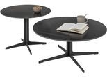 Couchtisch STOLKOM "LENA", schwarz (schwarz, schwarz, schwarz), Couchtisch 2er SETmit Keramiktischplatten schwarz, Tische, Couchtisch, rund Keramik Schwarz, Tisch mit Gestell in schwarz