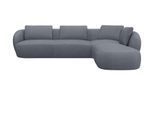 Ecksofa FLEXLUX "Torino, rund, L-Form, Sofa-Ecke mit Ottomane", blau (navy blau), B:296cm H:85cm T:237cm, Sofas, Ecksofa, Modernes, organisches Sofa-Design, Kaltschaum, Wellenunterfederung