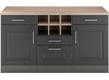 Unterschrank KOCHSTATION "KS-Stockholm", grau (grau matt), B:150cm H:85cm T:60cm, MDF, Schränke, Unterschrank, 150 cm breit, hochwertige MDF-Fronten mit Fräsung, viel Stauraum