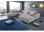 Wohnlandschaft SIT & MORE "Percy U-Form", grau, B:343cm H:77cm T:235cm, Sofas, Wohnlandschaft, 12 cm Fußhöhe, Sitztiefenverstellung, wahlweise in 2 Fußfarben