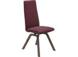 Polsterstuhl STRESSLESS "Laurel", rot (bordeaux batick, walnuss), B:49cm H:105cm T:60cm, Leder BATICK: BATICK ist ein leicht korrigiertes, durchgefärbtes und genarbtes Möbelleder, bei dem die meisten Unebenheiten und Spuren in der Regel entfernt wurden., Stühle, Polsterstuhl, High Back, Größe M, mit schräggestellten Beinen in Walnuss