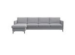 Ecksofa FLEXLUX "Fiore, L-Form", grau (sophisto gre), B:280cm H:85cm T:159cm, 100% Polyester, Sofas, Ecksofa, schmale Armlehnen, Kaltschaum, Füße Alu+schwarz