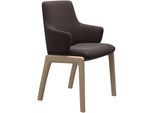 Polsterstuhl STRESSLESS "Laurel", braun (chocolate paloma, eiche gekalkt), B:58cm H:92cm T:59cm, Leder PALOMA: PALOMA ist ein durchgefärbtes Semianilin-Möbelleder mit natürlicher Narbung., Stühle, Polsterstuhl, Low Back mit Armlehne, Größe L, abgerundete Beine in Eiche gekalkt