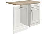 Spülenschrank WIHO KÜCHEN "Linz", weiß (front: landhaus weiß, korpus und sockel: weiß, arbeitsplatte: sonoma eiche), B:110cm H:85cm T:60cm, Schränke, Spülenschrank, 110 cm breit, Tür & Sockel für Geschirrspüler, in Landhaus-Optik
