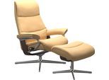 Relaxsessel STRESSLESS "View", gelb, B:82cm H:109cm T:81cm, Sessel, Relaxsessel, mit Hocker, mit Cross Base, Größe S, M & L, Holzakzent Wenge