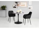Essgruppe HELA "MOSEL", grau (marmoroptik grau matt, anthrazit, anthrazit, schwarz), Microfaser Webstoff, Sitzmöbel-Sets, Essgruppe, Tisch 90x75 cm, Platte rund, gesinterter Stein, Armlehnenstuhl