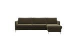 Ecksofa FLEXLUX "Fiore, super Sitzkomfort durch Kaltschaum im Sitz, L-Form", grün (moss grün), B:247cm H:85cm T:92cm, 100% Polyester, Sofas, Ecksofa, schmale Armlehnen, Füße Alu