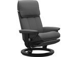Relaxsessel STRESSLESS "Admiral", grau (grau batick), B:78cm H:101cm T:73cm, Leder BATICK: BATICK ist ein leicht korrigiertes, durchgefärbtes und genarbtes Möbelleder, bei dem die meisten Unebenheiten und Spuren in der Regel entfernt wurden., Sessel, Relaxsessel, verstellbar, optional 2-motorisch, Größe M & L, Gestell Braun