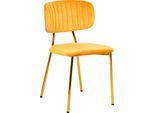 Esszimmerstuhl KAYOOM "Stuhl Kian 125 2er-Set,filigranes Metallgestell,pflegeleicht Samtbezug", orange (hellorange), B:51cm H:80cm T:47cm, Polyester, Stühle, Esszimmerstuhl, samtweicher Bezug, pflegeleichter Samtbezug