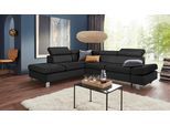 Ecksofa EXXPO - SOFA FASHION "Fiji, L-Form", schwarz, B:272cm H:98cm T:232cm, Luxus-Kunstleder;Webstoff (100% Polyester);Webvelours (100% Polyester), Sofas, Ecksofa, mit Kopf- bzw. Rückenverstellung, wahlweise mit Bettfunktion