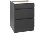 Unterschrank KOCHSTATION "KS-Bruneck", grau (grau matt), B:60cm H:82cm T:60cm, Holzwerkstoff, Schränke, Unterschrank, >>Bruneck