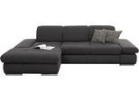Ecksofa "SO4100 V", grau (anthrazit), B:284cm H:80cm T:190cm, SET ONE BY MUSTERRING, Sofas, Ecksofa, mit verstellbaren Kopfteilen, wahlweise mit Funktionen, Cord-Bezug