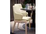 Polsterstuhl STRESSLESS "Laurel", beige (vanilla paloma, schwarz), B:58cm H:92cm T:59cm, Leder PALOMA: PALOMA ist ein durchgefärbtes Semianilin-Möbelleder mit natürlicher Narbung., Stühle, Polsterstuhl, Low Back mit Armlehne, Größe L, mit abgerundeten Beinen in Schwarz