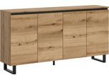 Sideboard HOME AFFAIRE "TOMA, Breite: 160 cm, mit Metall-Kufen-Fuß, 4 Türen, 4 Einlegeböden", evoke oak nachbildung, B:160cm H:84cm T:36cm, Sideboards, Sideboard, Anrichte, Kommode, Schrank, Board, Higboard