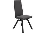 Polsterstuhl STRESSLESS "Laurel", grau (rock paloma, schwarz), B:49cm H:105cm T:60cm, Leder PALOMA: PALOMA ist ein durchgefärbtes Semianilin-Möbelleder mit natürlicher Narbung., Stühle, Polsterstuhl, High Back, Größe M, mit schräggestellten Beinen in Schwarz