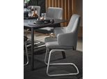 Polsterstuhl STRESSLESS "Laurel", grau (wild dove batick, chrom matt), B:58cm H:92cm T:60cm, Leder BATICK: BATICK ist ein leicht korrigiertes, durchgefärbtes und genarbtes Möbelleder, bei dem die meisten Unebenheiten und Spuren in der Regel entfernt wurden., Stühle, Polsterstuhl, Low Back mit Armlehne, Größe L, mit Beinen aus Stahl in Chrom matt