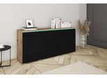 Sideboard HOME AFFAIRE "VERA, grifflos", braun (eichefarben votan, schwarz hochglanz), B:150cm H:67,9cm T:39,5cm, Sideboards, Sideboard, verstellbare Einlegeböden, Wahlweise mit oder ohne Beleuchtung