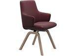 Polsterstuhl STRESSLESS "Laurel", rot (bordeaux batick, walnuss), B:58cm H:92cm T:59cm, Leder BATICK: BATICK ist ein leicht korrigiertes, durchgefärbtes und genarbtes Möbelleder, bei dem die meisten Unebenheiten und Spuren in der Regel entfernt wurden., Stühle, Polsterstuhl, Low Back mit Armlehne, Größe L, mit schräggestellten Beinen in Walnuss