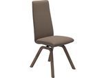Polsterstuhl STRESSLESS "Laurel", braun (mole batick, walnuss), B:49cm H:105cm T:60cm, Leder BATICK: BATICK ist ein leicht korrigiertes, durchgefärbtes und genarbtes Möbelleder, bei dem die meisten Unebenheiten und Spuren in der Regel entfernt wurden., Stühle, Polsterstuhl, High Back, Größe M, mit schräggestellten Beinen in Walnuss