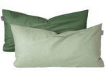 Kissenhüllen SCHIESSER "Doubleface aus weicher Baumwolle mit edlem Melangeeffekt in Wendeoptik", grün, B:40cm L:80cm, Renforcé, Renforcé, Kissenbezüge, Kissenhüllen, Made in Green