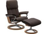 Relaxsessel STRESSLESS "Admiral", braun (braun batick), B:93cm H:103cm T:79cm, Leder BATICK: BATICK ist ein leicht korrigiertes, durchgefärbtes und genarbtes Möbelleder, bei dem die meisten Unebenheiten und Spuren in der Regel entfernt wurden., Sessel, Relaxsessel, mit Signature Base, Größe M & L, Gestell Eiche