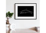 Bild QUEENCE "Flipper", schwarz (farbe rahmen: schwarz, farbe bild(er): schwarz), B:70cm H:50cm, Acrylglas, Holz, Papier, Bilder, Bild, HD Premium Poster-Druck inkl. Holzrahmen