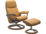 Relaxsessel STRESSLESS "Consul", gelb (honey paloma), B:82cm H:102cm T:72cm, Leder BATICK: BATICK ist ein leicht korrigiertes, durchgefärbtes und genarbtes Möbelleder, bei dem die meisten Unebenheiten und Spuren in der Regel entfernt wurden.;Leder PALOMA: PALOMA ist ein durchgefärbtes Semianilin-Möbelleder mit natürlicher Narbung.;ROHLEDER Stoff Q2 FARON: Ein fester zuverlässiger Bouclé mit einem
