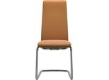 Polsterstuhl STRESSLESS "Laurel", braun (new caramel batick, chrom glänzend), B:53cm H:105cm T:60cm, Leder BATICK: BATICK ist ein leicht korrigiertes, durchgefärbtes und genarbtes Möbelleder, bei dem die meisten Unebenheiten und Spuren in der Regel entfernt wurden., Stühle, Polsterstuhl, High Back, Größe M, mit Beinen aus Stahl in Chrom glänzend