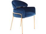 Polsterstuhl KAYOOM "Stuhl Corey 125, komfortabler Stuhl,angesagter Retro-Look", blau (blau, roségold, roségold), B:58cm H:79cm T:57cm, Sitz: Bezug 100% Polyester / Gestell: Edelstahl, Stühle, Polsterstuhl, samtweicher Bezug, pflegeleicht, sehr gemütlich, angesagter Retro-Look