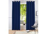 Vorhang BRUNO BANANI "Lagan" Gr. 4, blau (dunkelblau), B:140cm H:245cm, Polyester, Polyester, Gardinen, Vorhang, 2-er Set, gewebt, Microfaser, versch. Größen, einfarbig, Bestseller