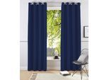 Vorhang BRUNO BANANI "Lagan" Gr. 5, blau (dunkelblau), B:140cm H:265cm, Polyester, Polyester, Gardinen, Vorhang, 2-er Set, gewebt, Microfaser, versch. Größen, einfarbig, Bestseller
