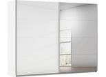 Schwebetürenschrank OTTO HOME "Kleiderschrank Schrank Garderobe Schlafzimmerschrank THANOS", weiß (alpinweiß, hochglanz weiß mit spiegel), B:271cm H:210cm T:62cm, Holzwerkstoff, Schränke, Schwebetürenschrank, Optional mit Spiegel, Metall-Griffleisten alufarben MADE IN GERMANY