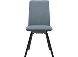 Polsterstuhl STRESSLESS "Laurel", blau (light blau dinamica, schwarz), B:49cm H:92cm T:59cm, Microfaser DINAMICA (88% Polyester, 12% Polyurethan), Stühle, Polsterstuhl, Low Back, Größe M, mit schräggestellten Beinen in Schwarz