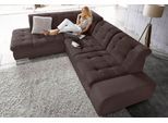 Ecksofa SIT & MORE "Pale L-Form", braun, B:280cm H:84cm T:227cm, SOFTLUX-Kunstleder im Korpus, Sitz und Rücken in Softstruktur (80% Polyester, 20% Polyamid);Softstruktur (80% Polyester, 20% Polyamid);Luxus-Kunstleder, Sofas, Ecksofa, inklusive Kopfteilverstellung, wahlweise mit Bettfunktion