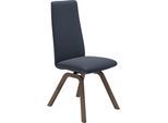 Polsterstuhl STRESSLESS "Laurel", blau (oxford blau paloma, walnuss), B:49cm H:105cm T:60cm, Leder PALOMA: PALOMA ist ein durchgefärbtes Semianilin-Möbelleder mit natürlicher Narbung., Stühle, Polsterstuhl, High Back, Größe M, mit schräggestellten Beinen in Walnuss