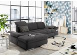Ecksofa "SO4100 V", grau (anthrazit), B:284cm H:80cm T:190cm, SET ONE BY MUSTERRING, Sofas, Ecksofa, mit verstellbaren Kopfteilen, wahlweise mit Funktionen, Cord-Bezug