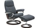 Relaxsessel STRESSLESS "Consul", blau (atlantic blau batick), B:82cm H:102cm T:72cm, Leder BATICK: BATICK ist ein leicht korrigiertes, durchgefärbtes und genarbtes Möbelleder, bei dem die meisten Unebenheiten und Spuren in der Regel entfernt wurden.;Leder PALOMA: PALOMA ist ein durchgefärbtes Semianilin-Möbelleder mit natürlicher Narbung.;ROHLEDER Stoff Q2 FARON: Ein fester zuverlässiger Bouclé mi