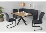 Essgruppe HELA "SPREE", braun (artisan eiche, schwarz, vt anthrazit, vintage anthrazit), Microfaser, rechtsbündig, Sitzmöbel-Sets, Essgruppe, Esstisch 140x90 cm mit Dickkante, Microfaserbezug
