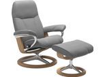 Relaxsessel STRESSLESS "Consul", grau (wild dove batick), B:82cm H:102cm T:72cm, Leder BATICK: BATICK ist ein leicht korrigiertes, durchgefärbtes und genarbtes Möbelleder, bei dem die meisten Unebenheiten und Spuren in der Regel entfernt wurden.;Leder PALOMA: PALOMA ist ein durchgefärbtes Semianilin-Möbelleder mit natürlicher Narbung.;ROHLEDER Stoff Q2 FARON: Ein fester zuverlässiger Bouclé mit ei