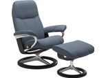 Relaxsessel STRESSLESS "Consul", blau (sparrow blau paloma), B:82cm H:102cm T:72cm, Leder BATICK: BATICK ist ein leicht korrigiertes, durchgefärbtes und genarbtes Möbelleder, bei dem die meisten Unebenheiten und Spuren in der Regel entfernt wurden.;Leder PALOMA: PALOMA ist ein durchgefärbtes Semianilin-Möbelleder mit natürlicher Narbung.;ROHLEDER Stoff Q2 FARON: Ein fester zuverlässiger Bouclé mit