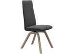 Polsterstuhl STRESSLESS "Laurel", grau (rock paloma, eiche natur), B:49cm H:105cm T:60cm, Leder PALOMA: PALOMA ist ein durchgefärbtes Semianilin-Möbelleder mit natürlicher Narbung., Stühle, Polsterstuhl, High Back, Größe M, mit schräggestellten Beinen in Eiche natur