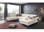 Wohnlandschaft SIT & MORE "Percy U-Form", beige (creme), B:343cm H:77cm T:235cm, Sofas, Wohnlandschaft, 12 cm Fußhöhe, Sitztiefenverstellung, wahlweise in 2 Fußfarben