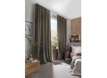 Vorhang HOME BASICS "WOLLY" Gr. 2, grau (stein), B:135cm H:160cm, Polyester, Gardinen, Vorhang, Chenille